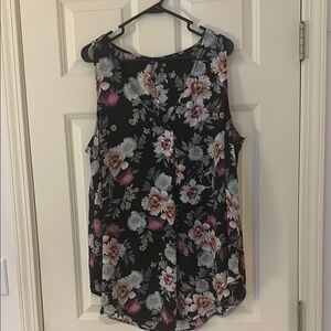 Floral Sleeveless Black Top